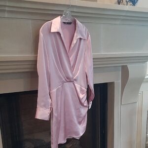 Elegant ZARA Pink Satin Effects Mini Dress